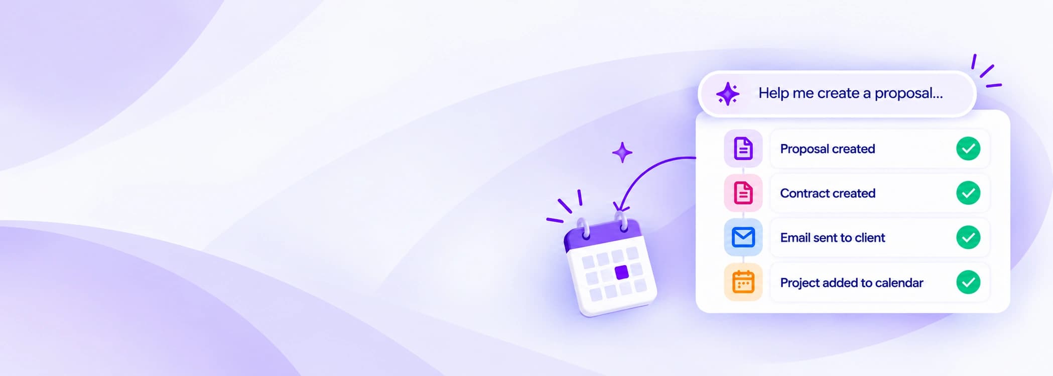 Completed MEP AI actions checklist including proposal, contract, email and calendar
